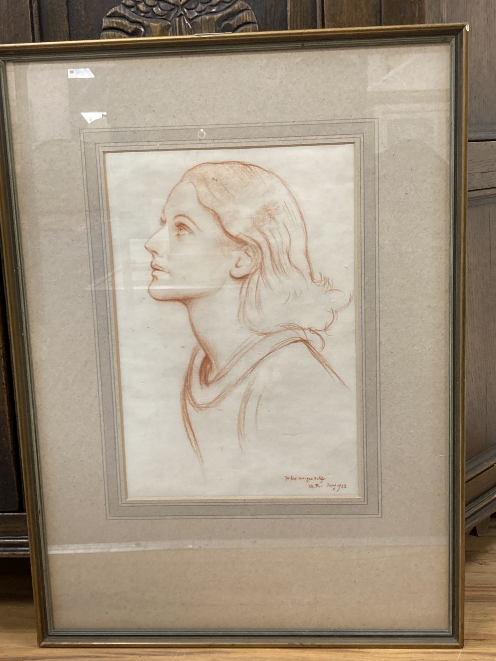 William Rothenstein (1872-1945) and Michael Rothenstein (1908-1993) Sepia chalk study of a woman, initialled and inscribed For her uni